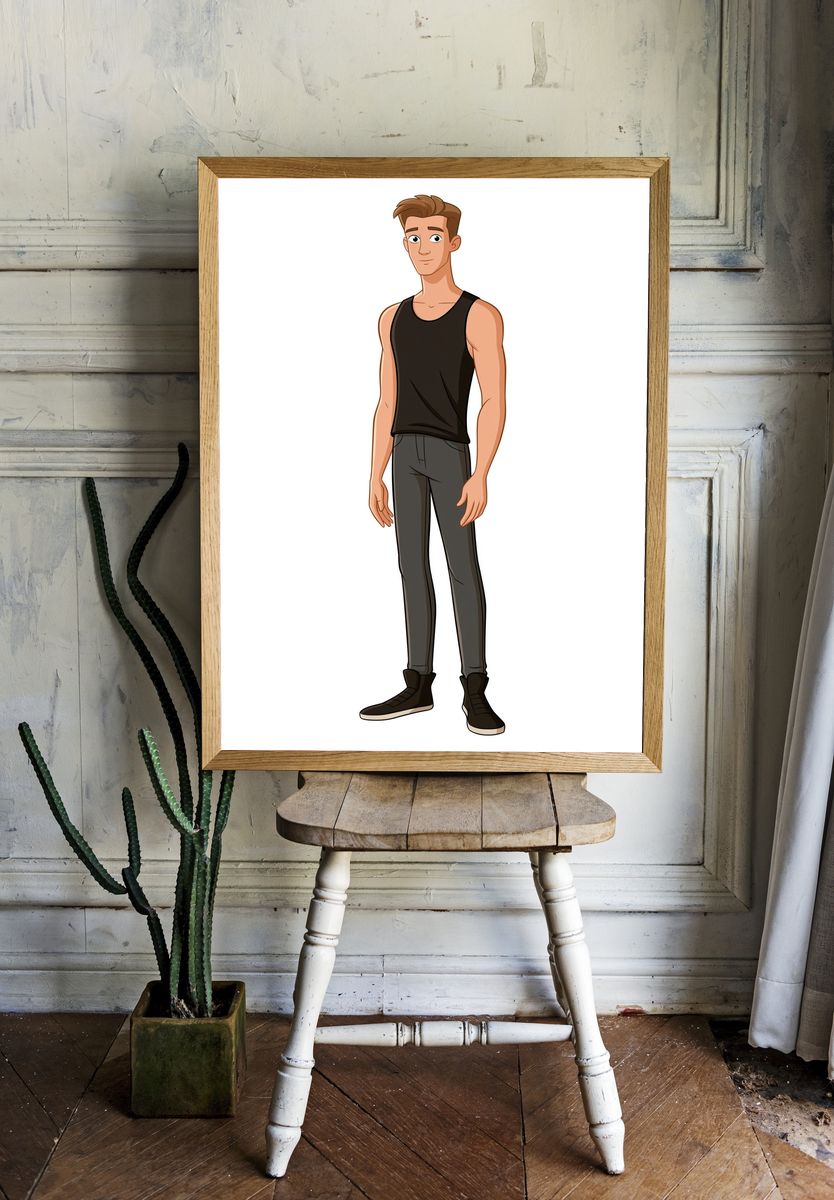 Young Man Character Illustration Poster. — room view 1