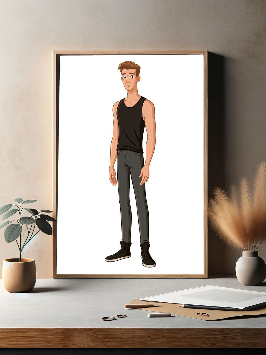 Young Man Character Illustration Poster. — room view 2