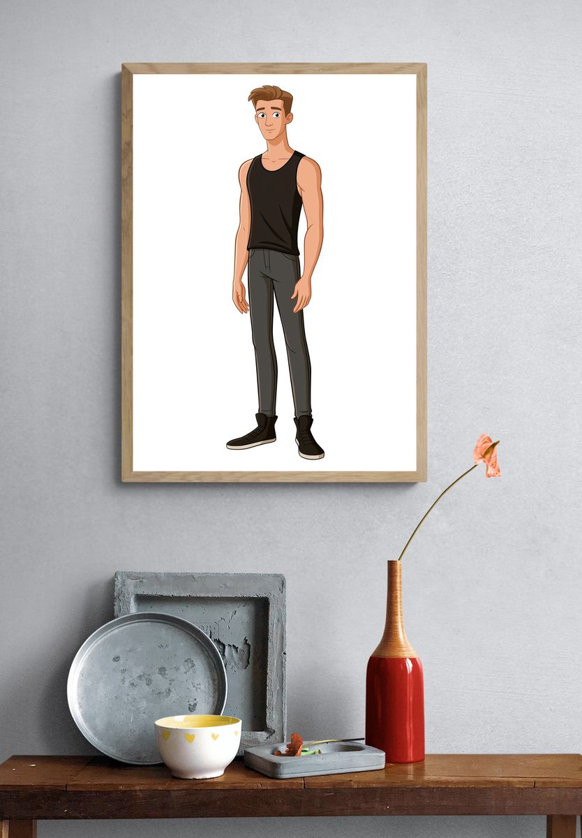 Young Man Character Illustration Poster. — room view 3