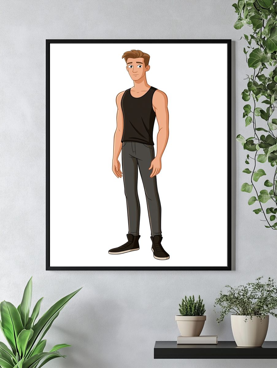 Young Man Character Illustration Poster. — room view 4