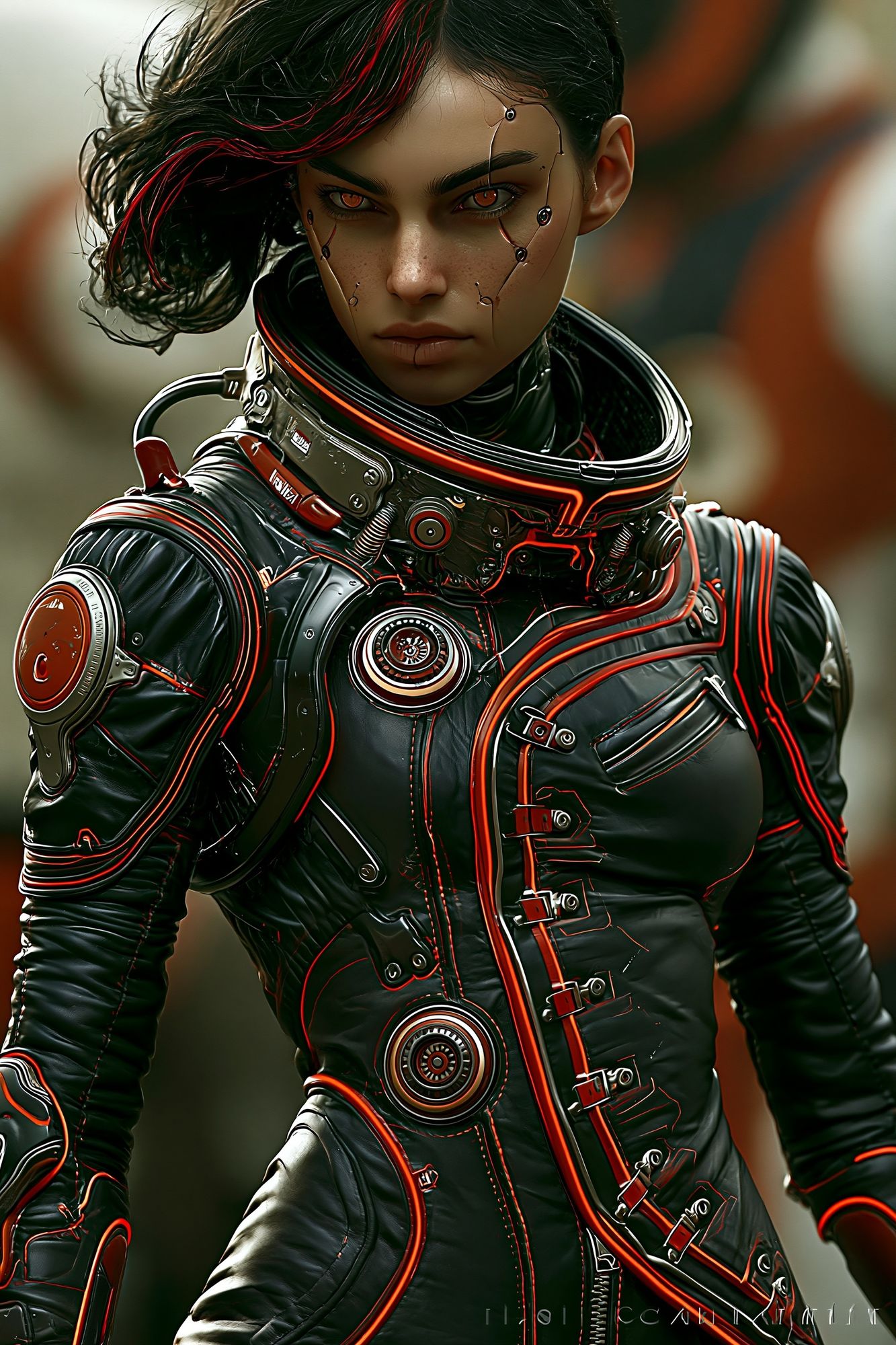 Cyberpunk Female Portrait Print. poster detail
