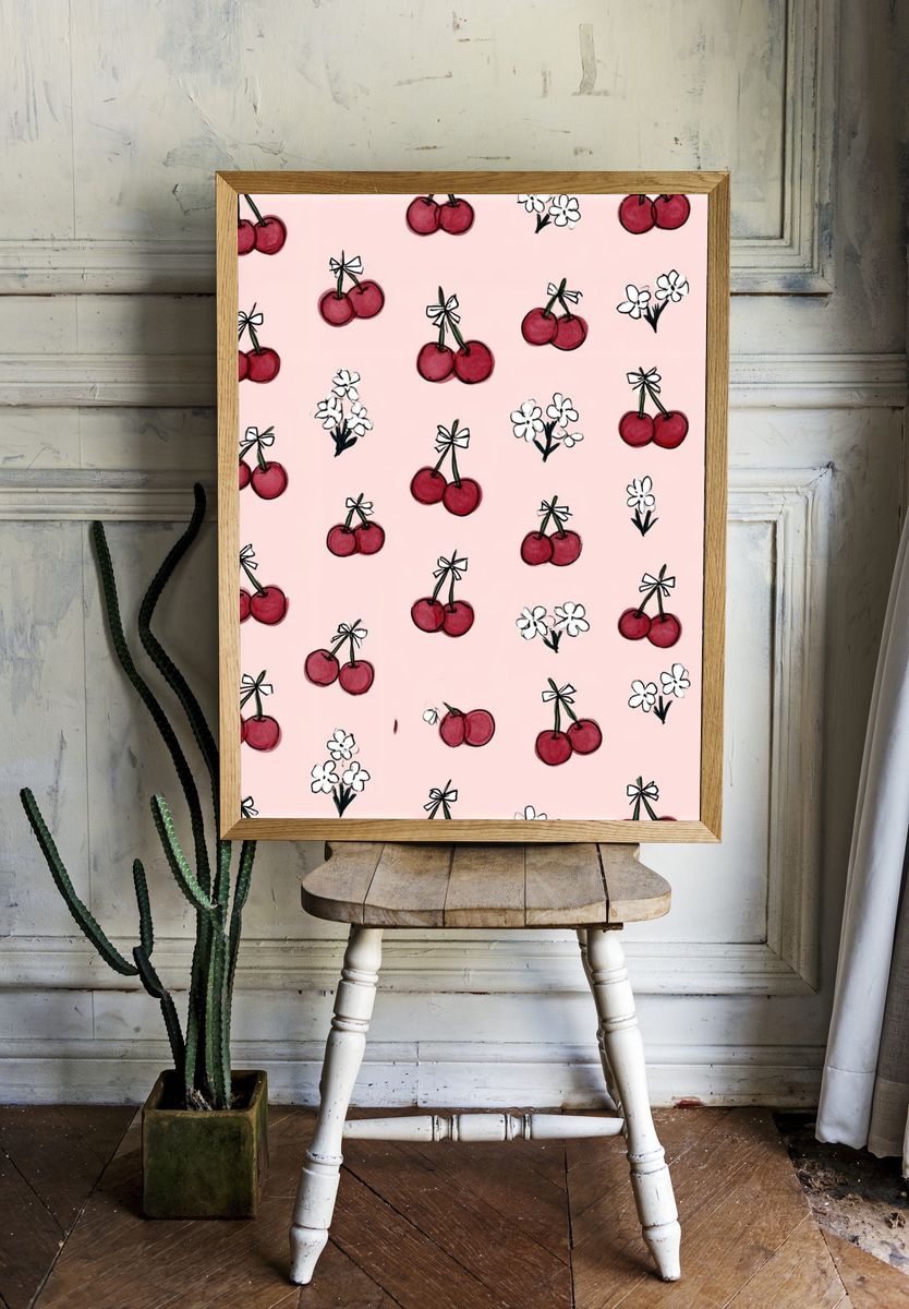 Cherry Blossom Pattern Poster. — room view 1