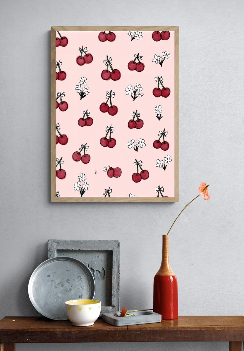 Cherry Blossom Pattern Poster. — room view 3