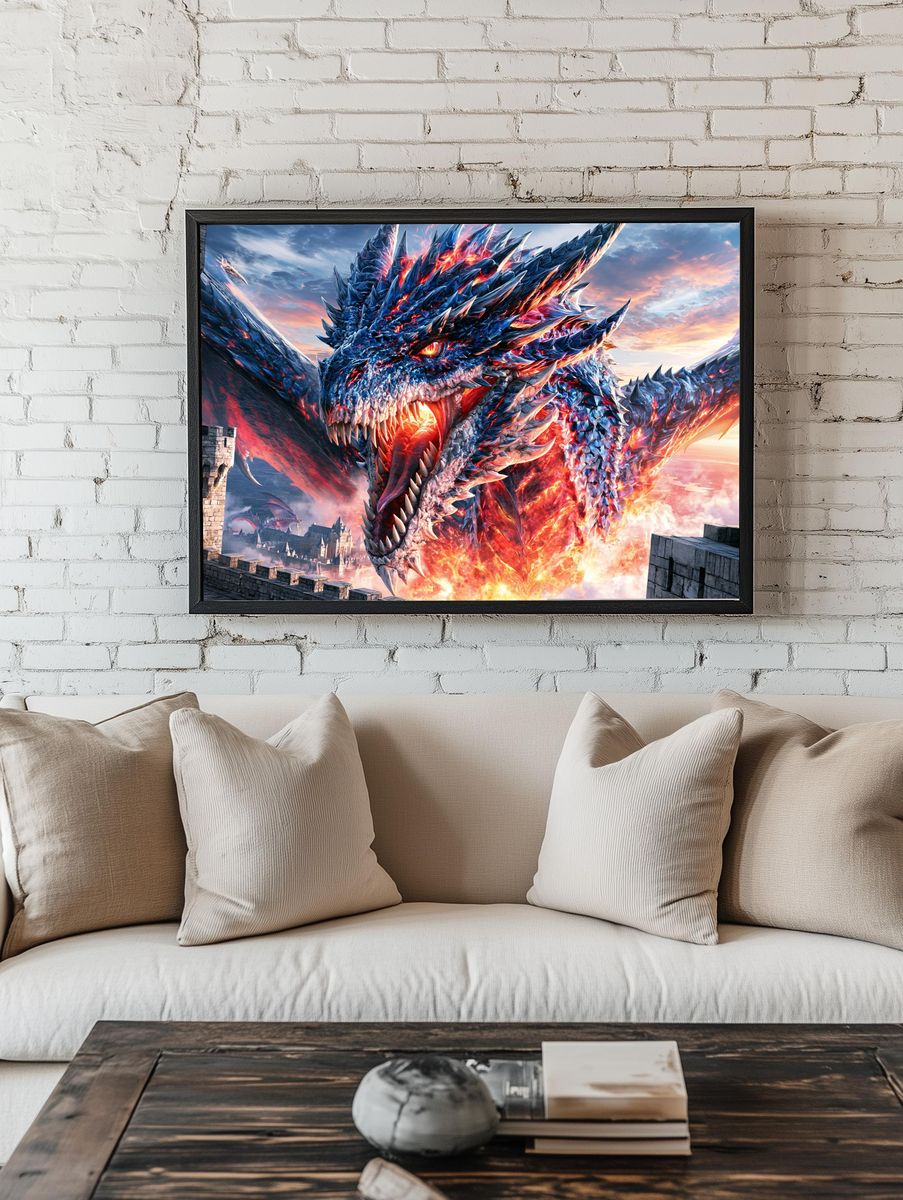 Fire Dragon Fantasy Poster. room preview