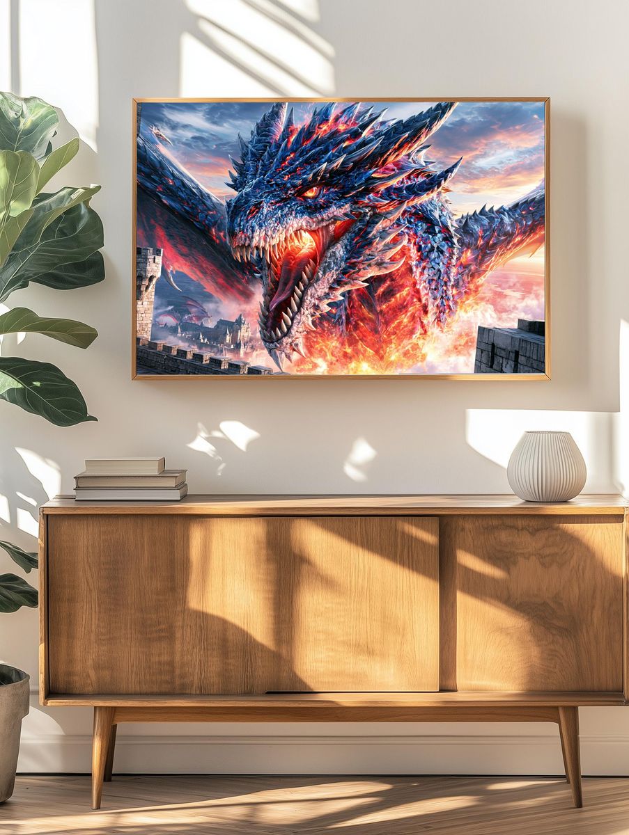 Fire Dragon Fantasy Poster. — room view 3