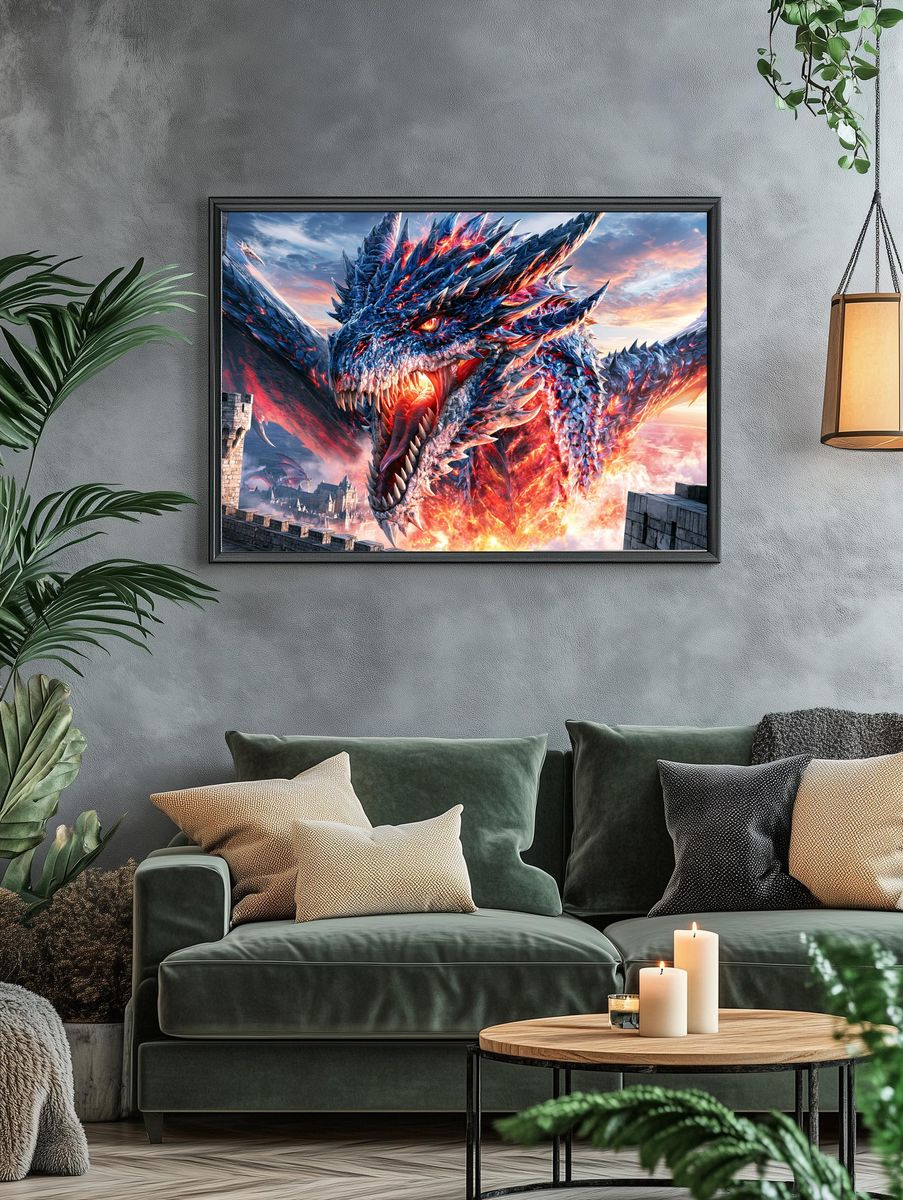 Fire Dragon Fantasy Poster. — room view 4
