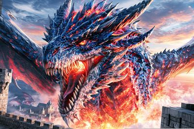 Fire Dragon Fantasy Poster.