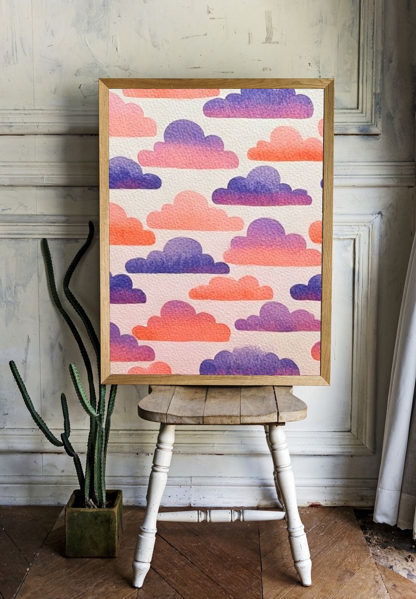 Pastel Cloud Pattern Poster. — room view 1
