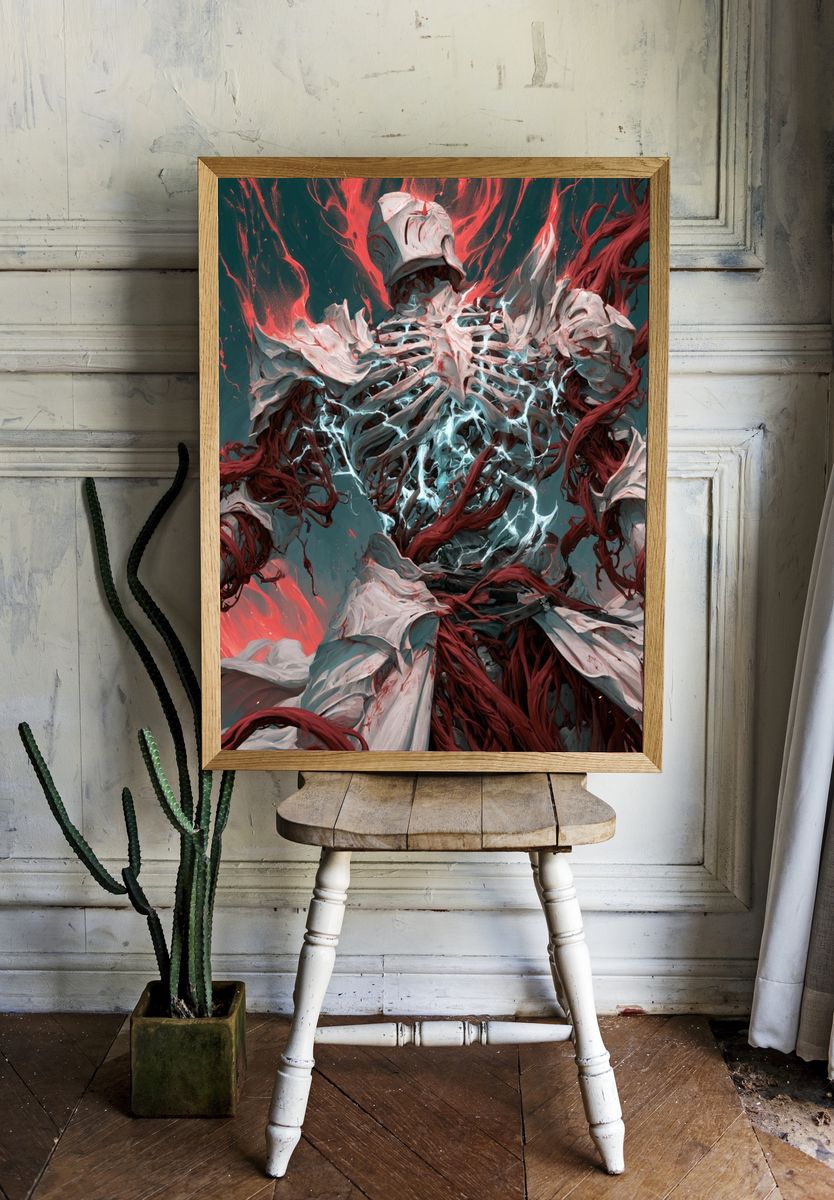 Crimson Bone Warrior Illustration Poster. room preview