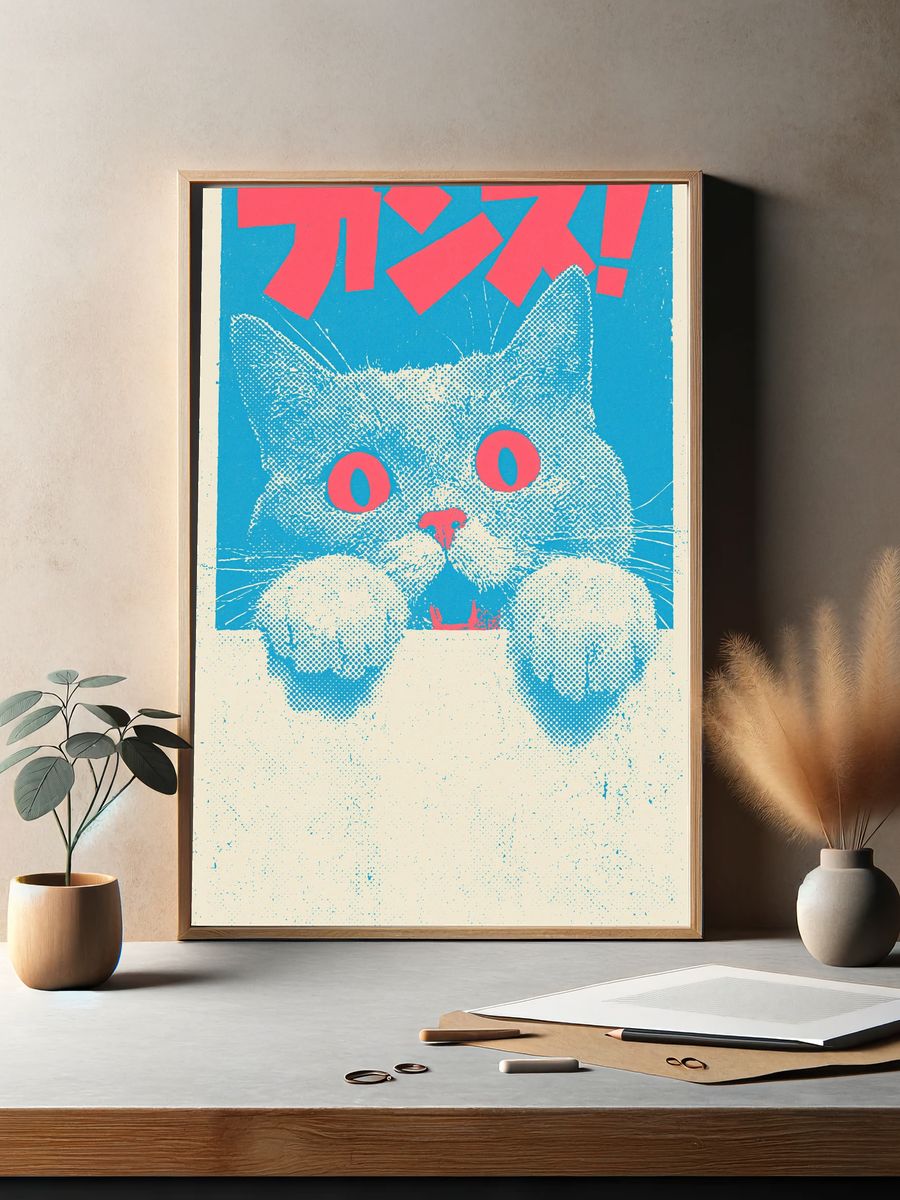 Pop Cat Graphic Poster. — room view 2
