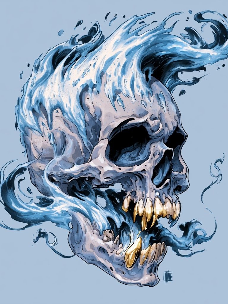Water Skull Digital Art Print. poster detail