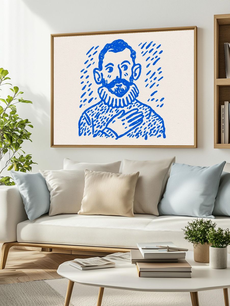 Blue Bearded Portrait Print. — room view 2