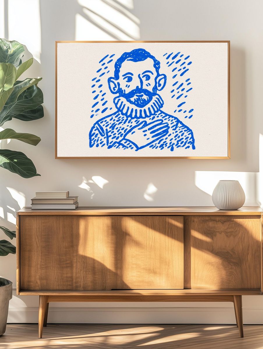 Blue Bearded Portrait Print. — room view 3
