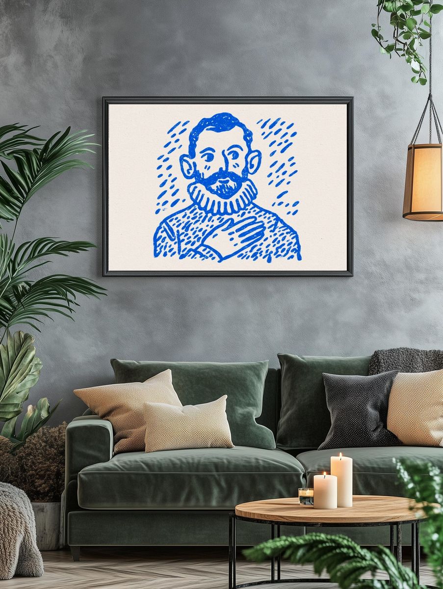 Blue Bearded Portrait Print. — room view 4