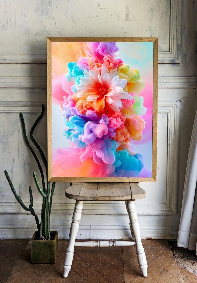 Pastel Bloom Abstract Poster. room preview