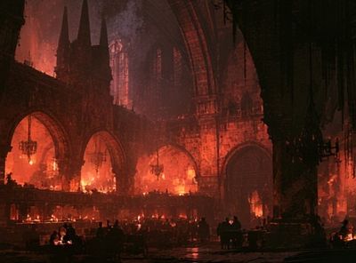 Cathedral Inferno — Fantasy Illustration Print.
