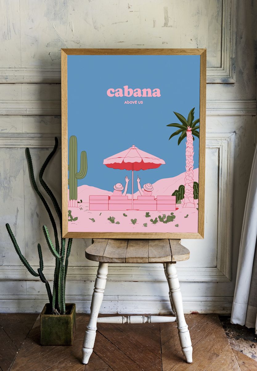 Cabana Above Us Illustration Poster. room preview