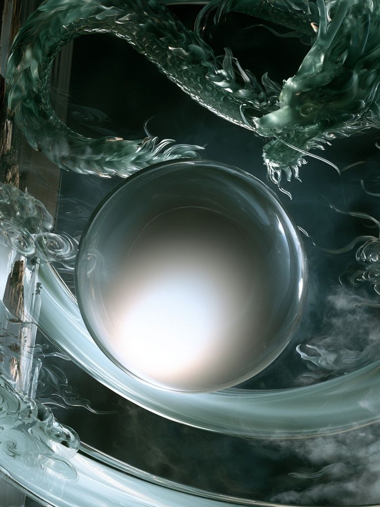 Emerald Dragon Orb Illustration Poster. poster detail