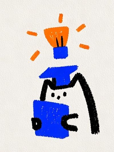 Playful Cat Lamp Illustration Poster.