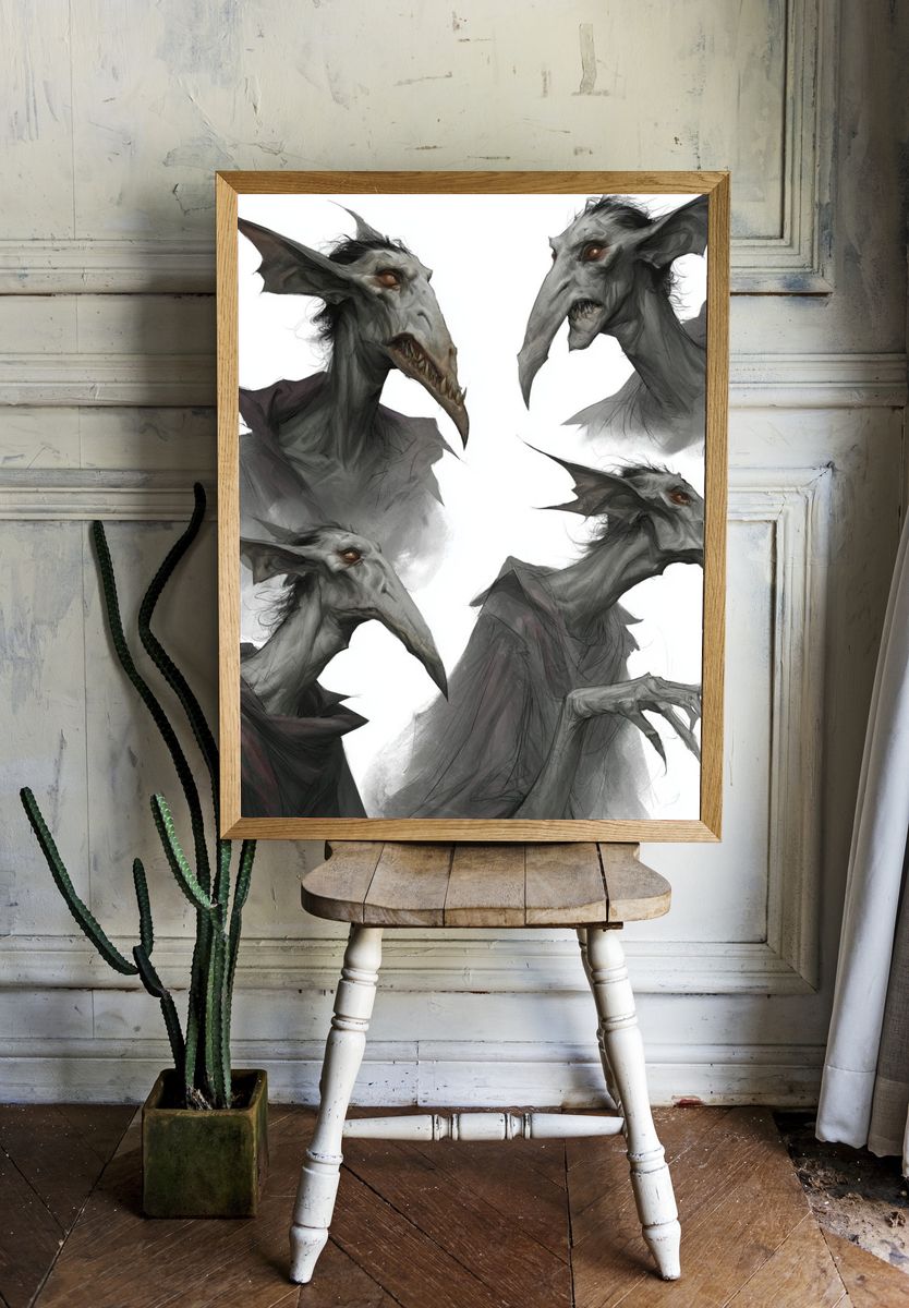 Gothic Goblin Portraits Illustration Poster. room preview