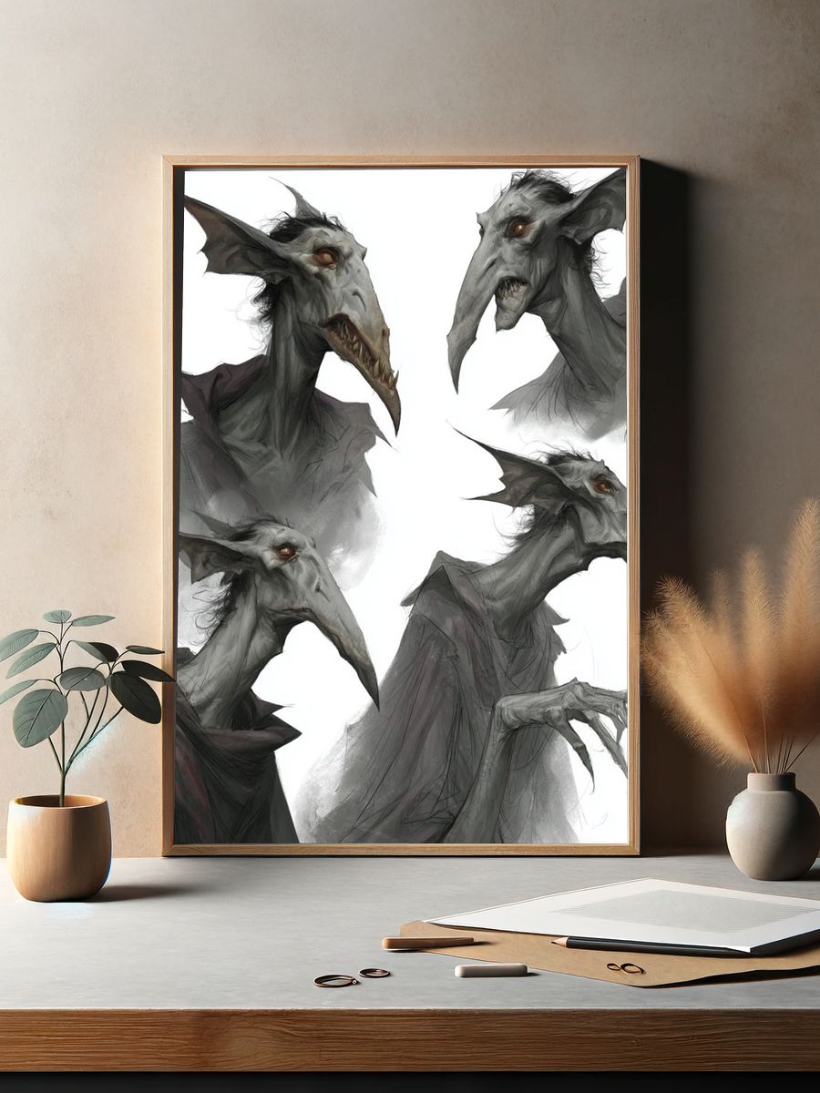 Gothic Goblin Portraits Illustration Poster. — room view 2