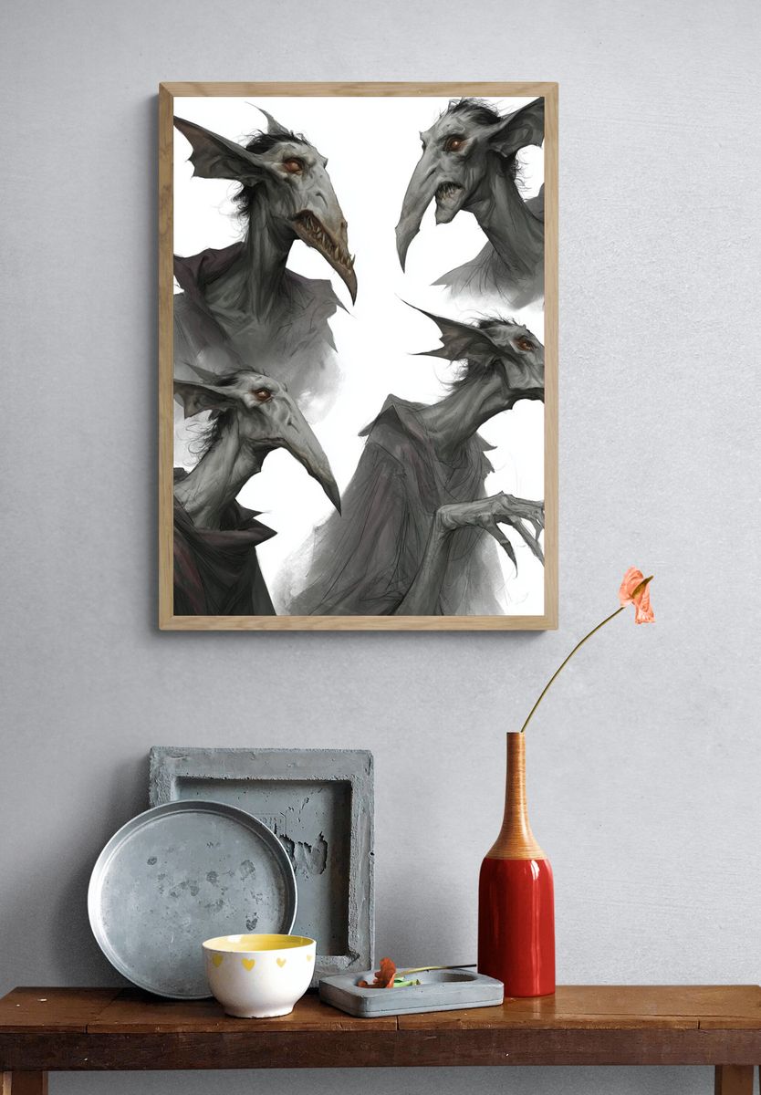 Gothic Goblin Portraits Illustration Poster. — room view 3