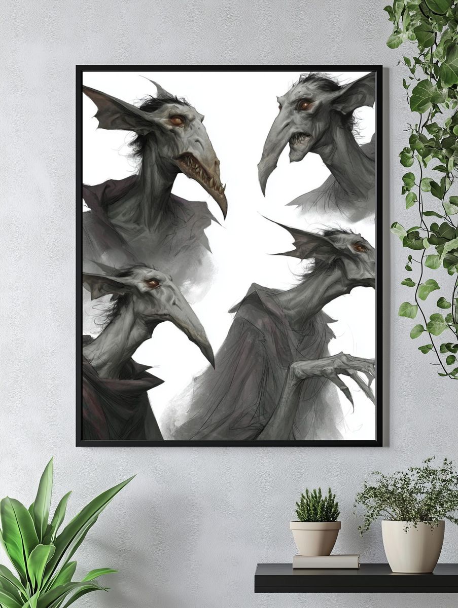Gothic Goblin Portraits Illustration Poster. — room view 4