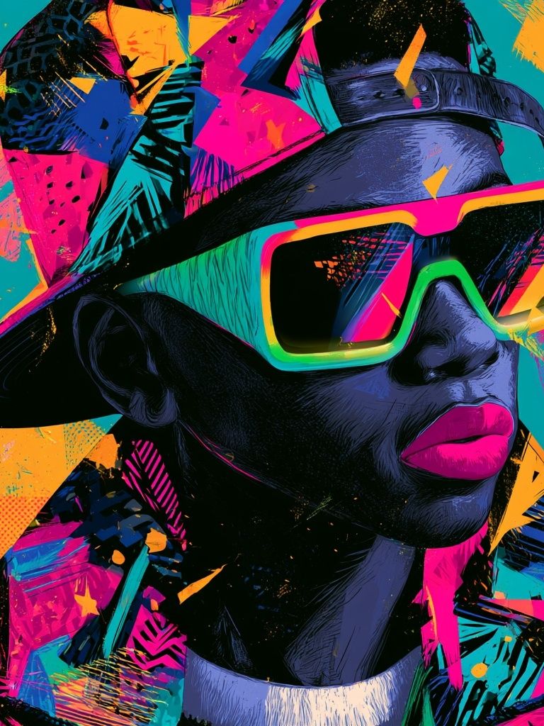 Neon Pop Portrait Poster. poster — illustration art