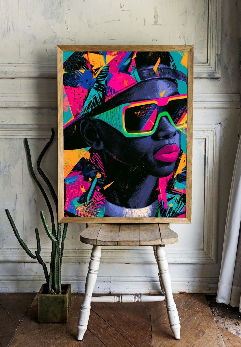 Neon Pop Portrait Poster. — room view 1