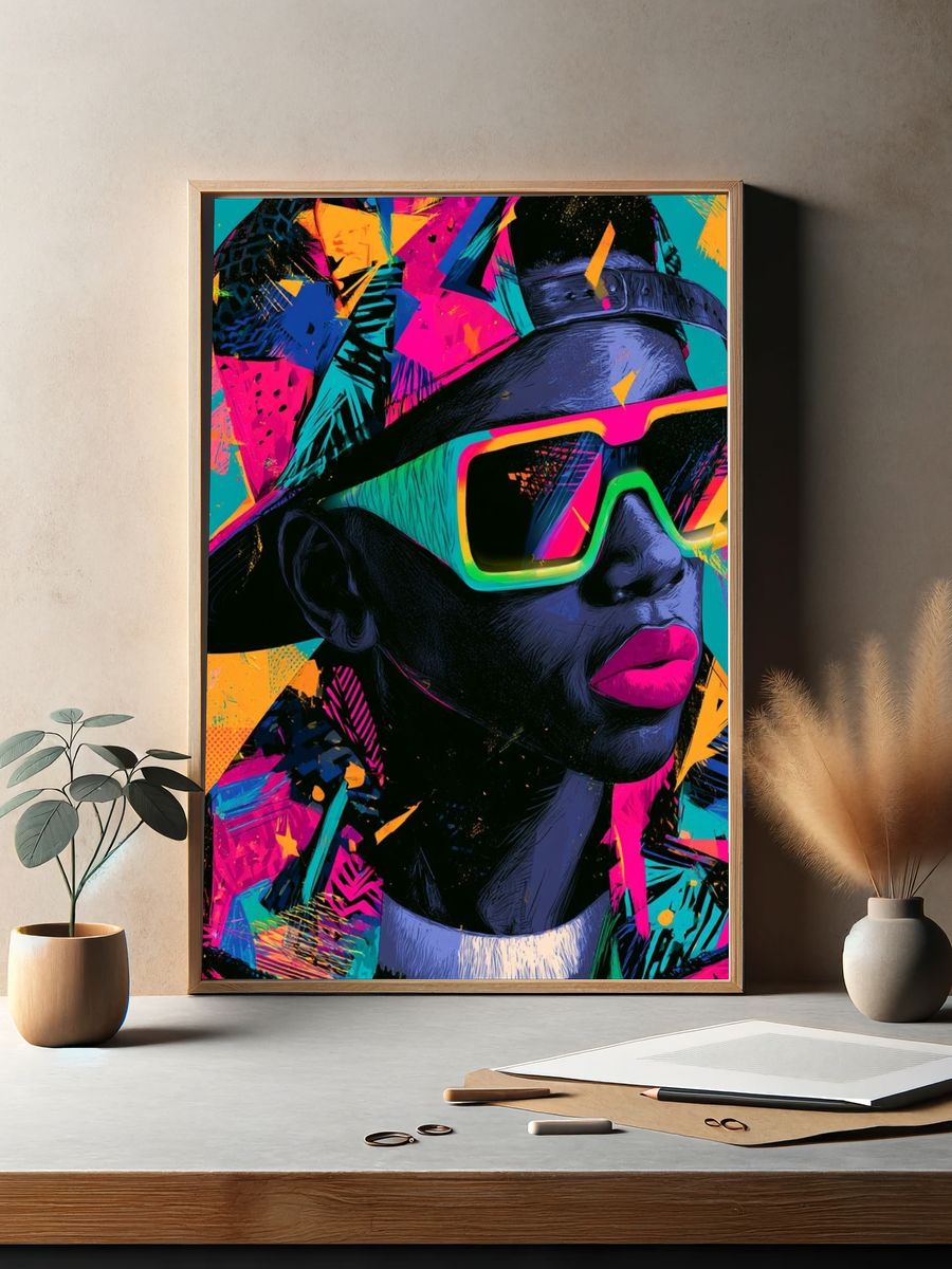 Neon Pop Portrait Poster. — room view 2