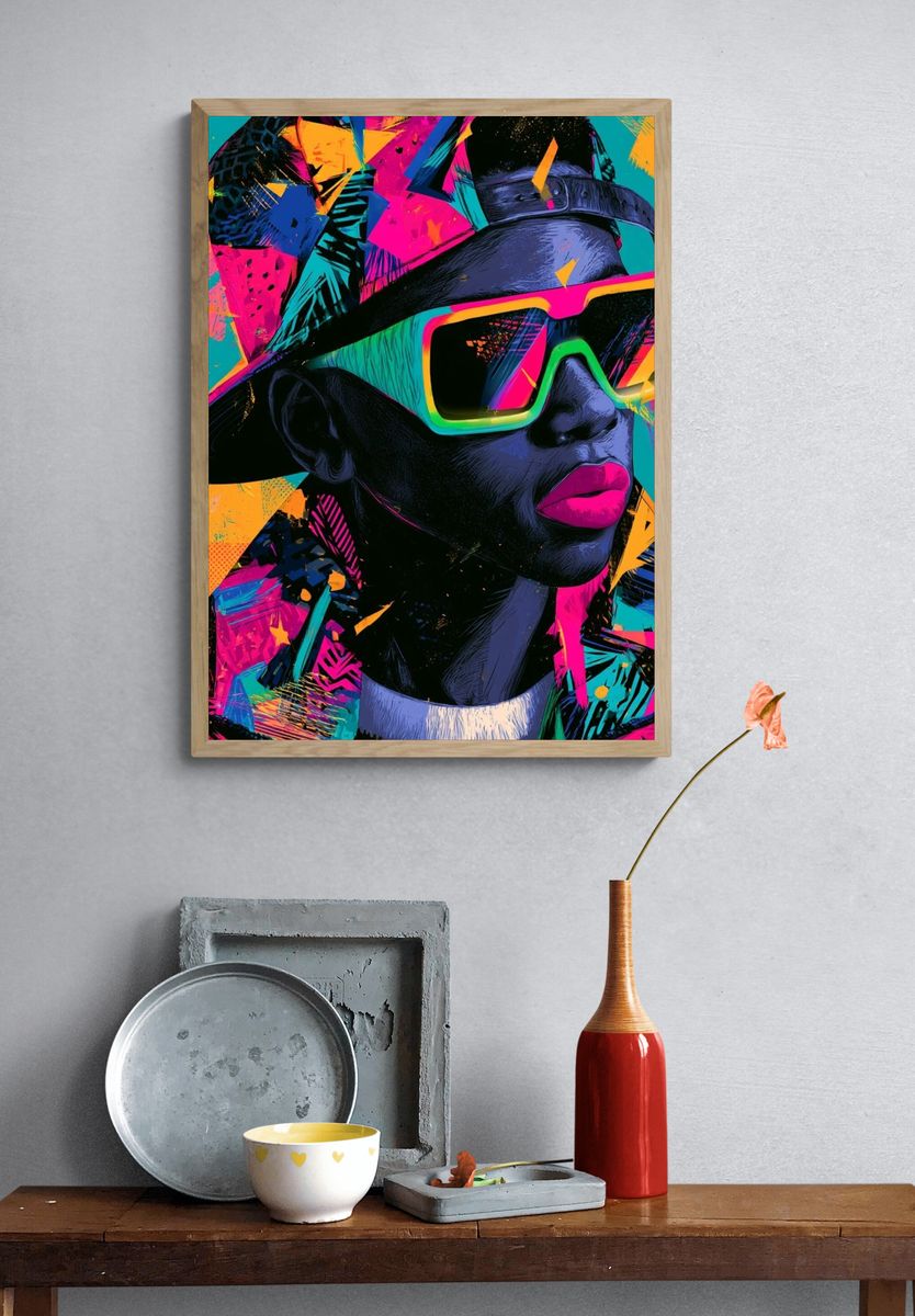 Neon Pop Portrait Poster. — room view 3