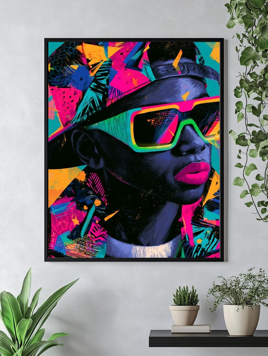 Neon Pop Portrait Poster. — room view 4