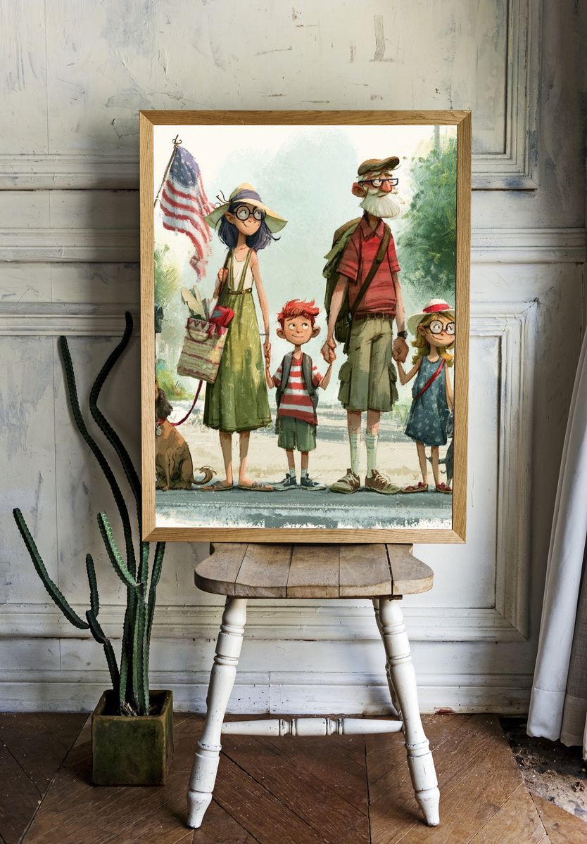 Family Hiking Illustration Poster. room preview