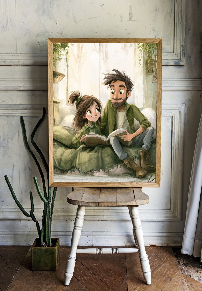 Cozy Reading Moment Illustration Poster. room preview