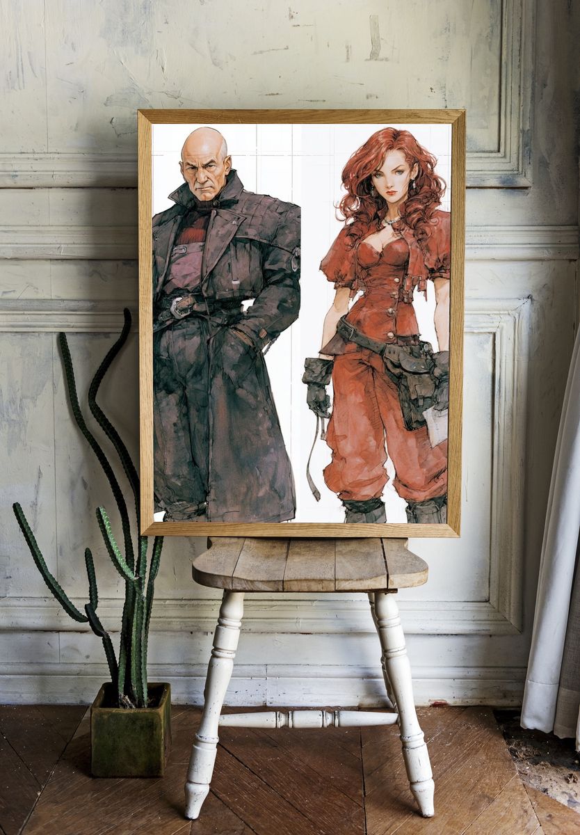 Sci-Fi Character Duo Illustration Poster. — room view 1