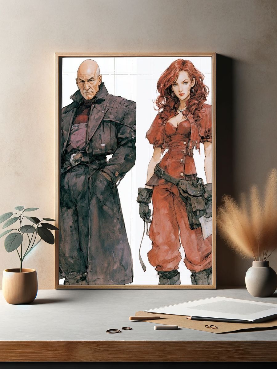 Sci-Fi Character Duo Illustration Poster. — room view 2