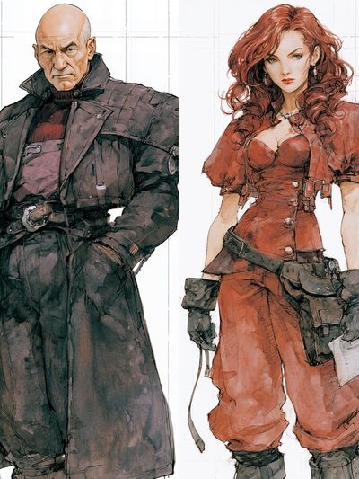 Sci-Fi Character Duo Illustration Poster.