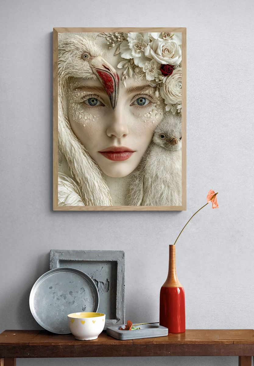 Floral Katana Illustration Print. — room view 3