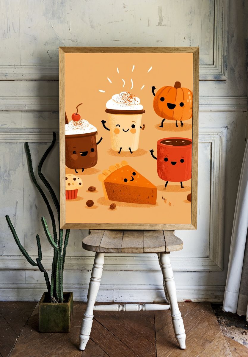 Cute Fall Treats Illustration Poster. room preview