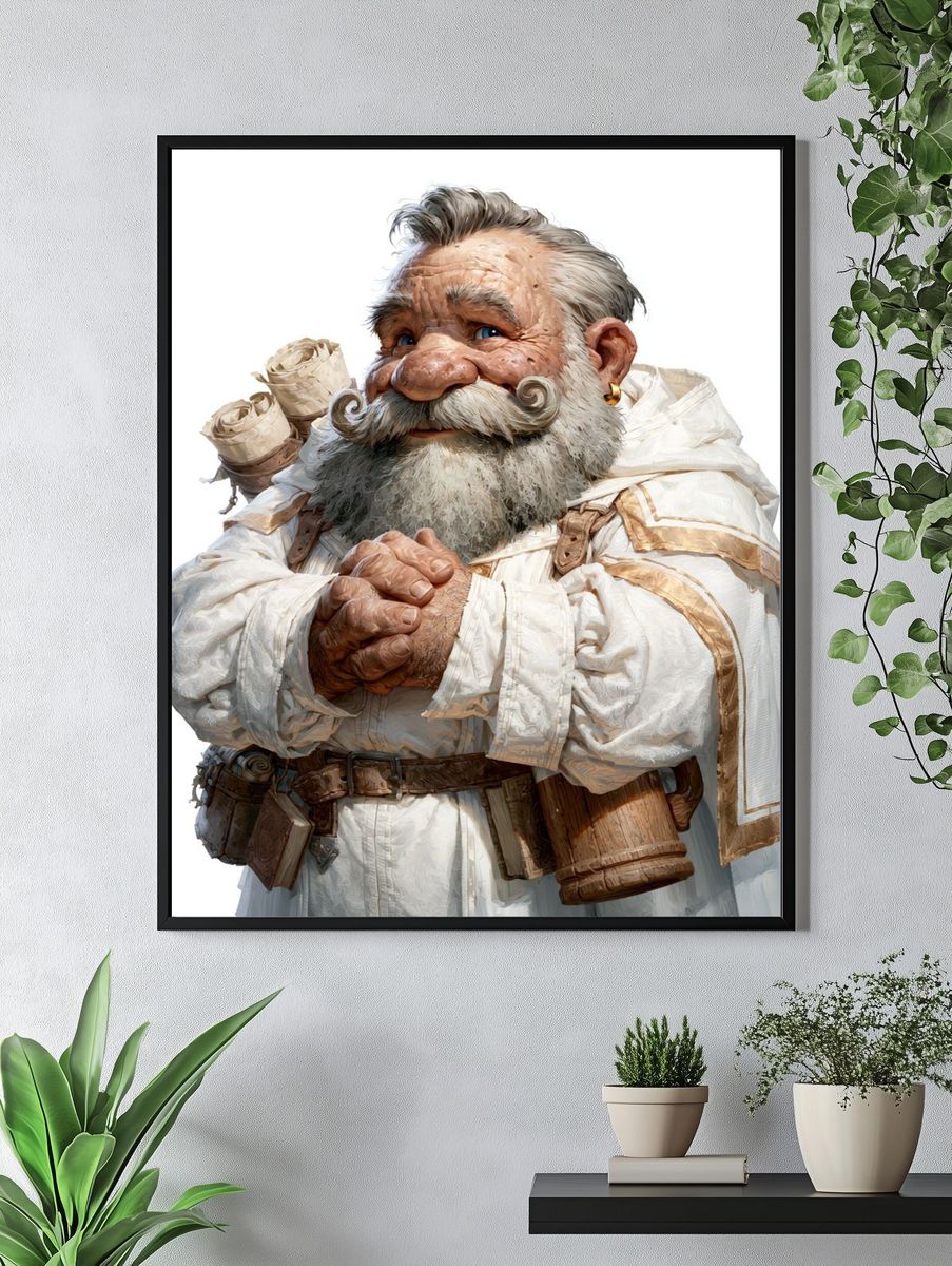 Bearded Dwarf Portrait Illustration Print. — room view 4