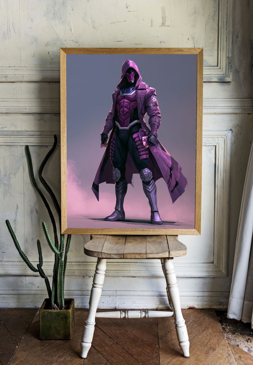 Purple Cyberpunk Warrior Poster. room preview