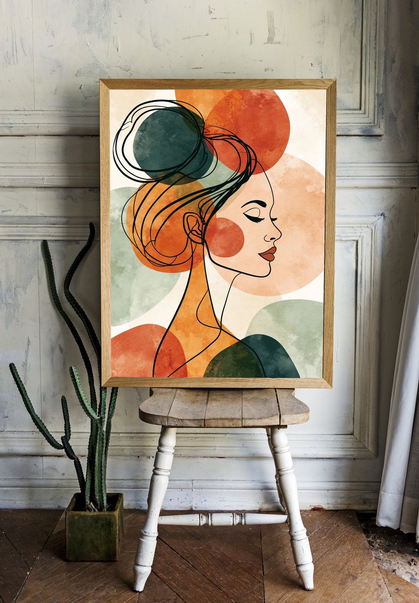 Abstract Woman Profile Print. room preview