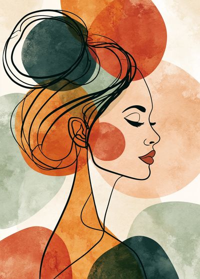 Abstract Woman Profile Print.