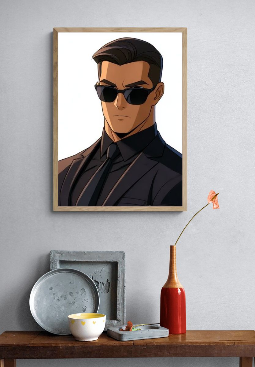 Cool Sunglasses Portrait Print. — room view 3