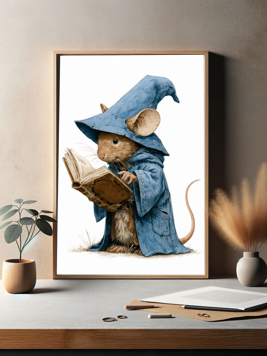 Wizard Mouse Illustration Poster. — room view 2