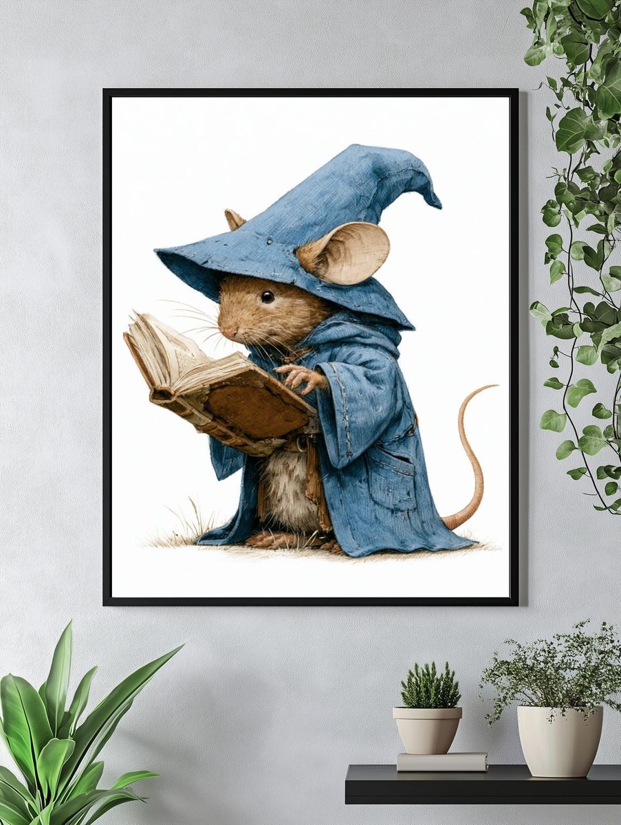 Wizard Mouse Illustration Poster. — room view 4