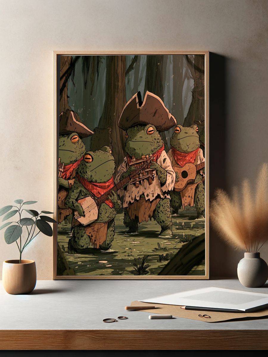 Pirate Frogs Forest Parade Print. — room view 2