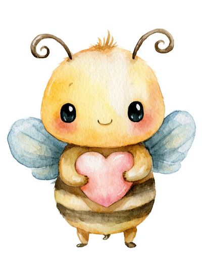 Cute Bee Watercolor Print. poster