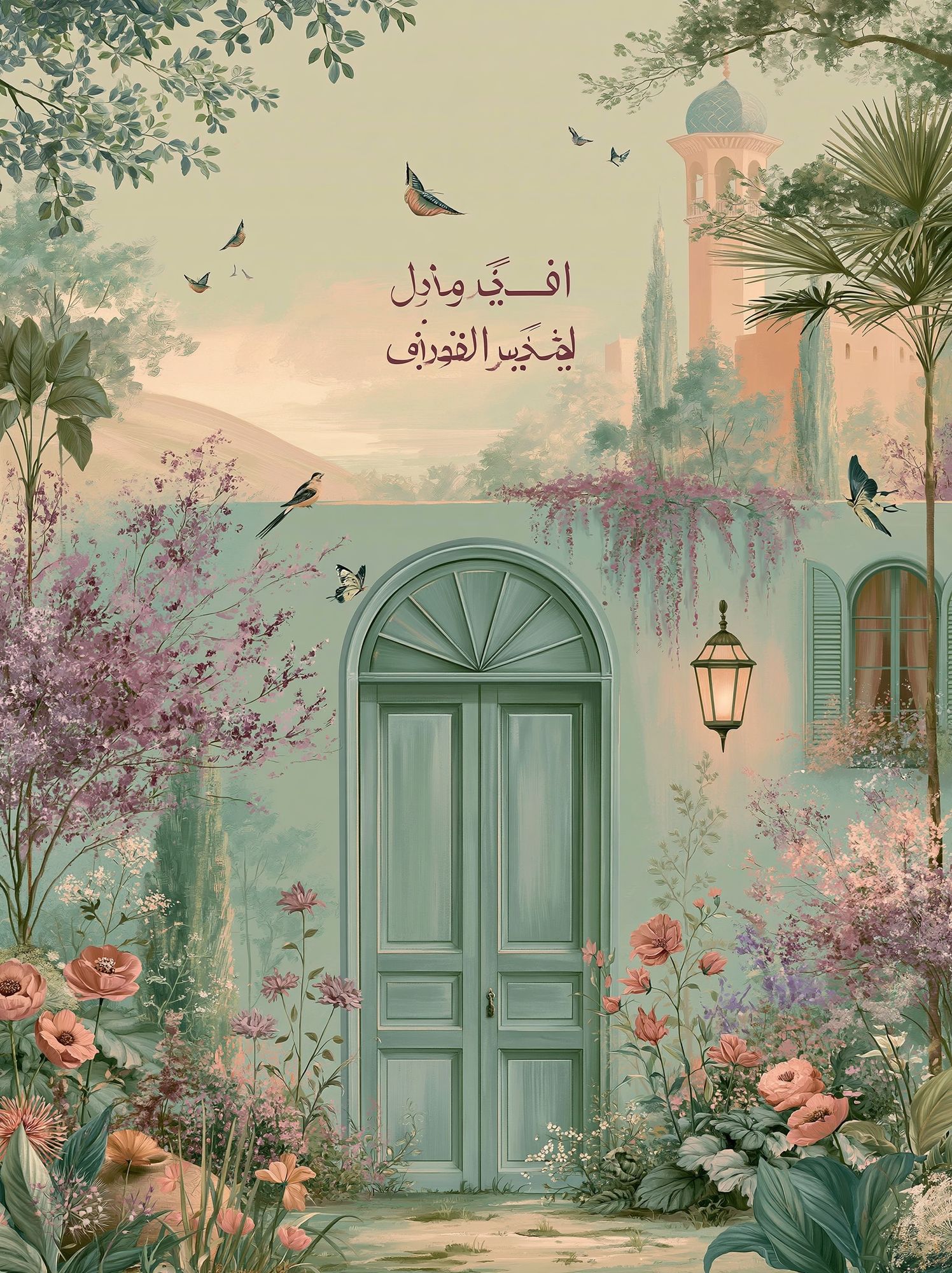 Arabic Garden Door Illustration Poster. poster — illustration art