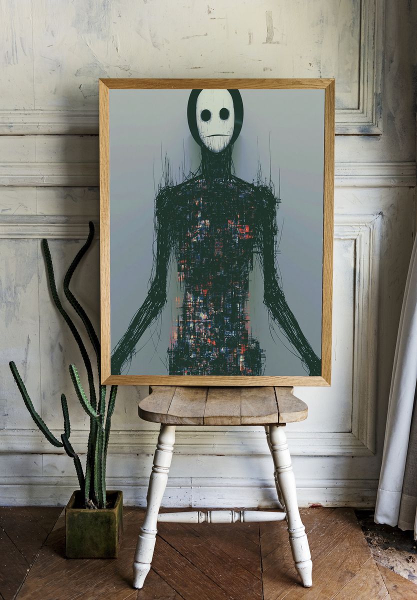 Abstract Humanoid Glitch Poster. — room view 1